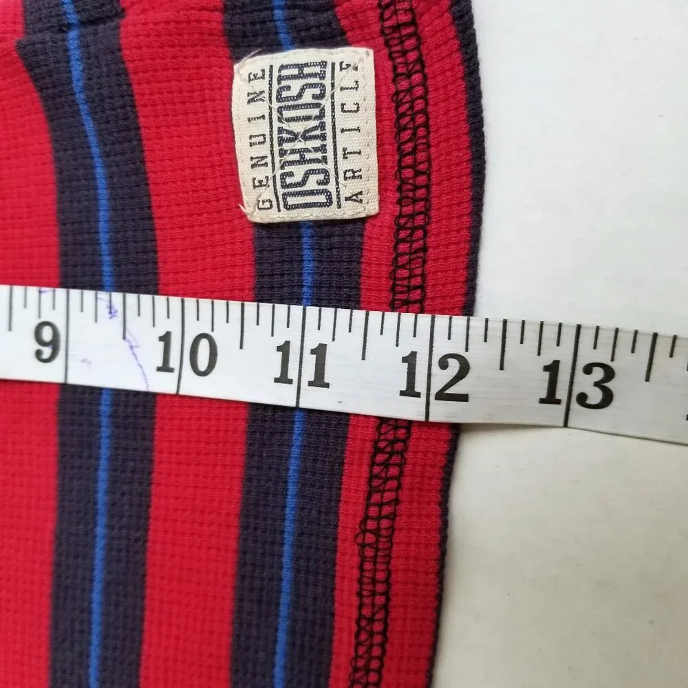OshKosh Thermal Waffle Knit Long Sleeve Tee Size 3T Red Navy Stripes Preppy